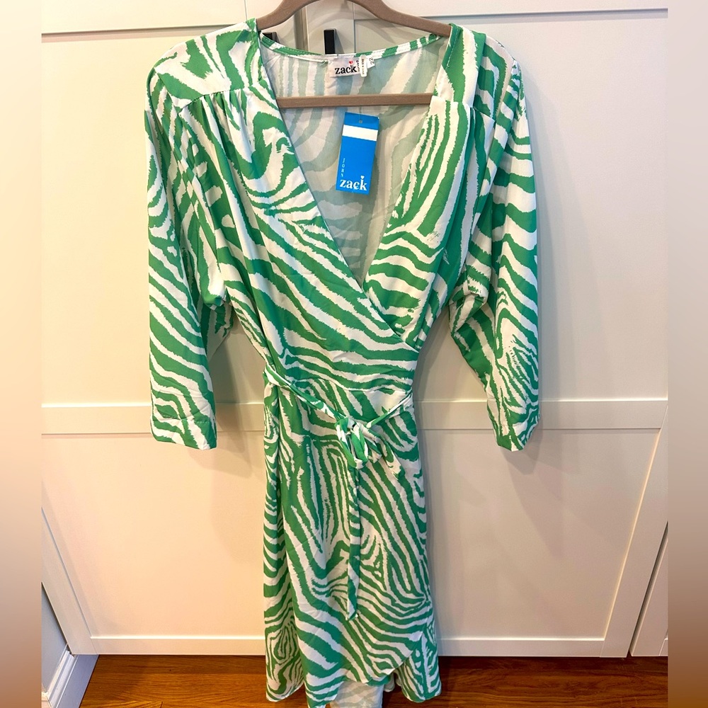 ASOS white and green zebra wrap dress XXL (sz 18) new with tags!